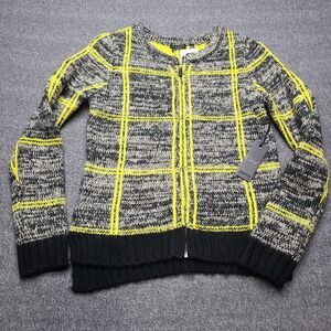 Dex Sweater Womens Extra Small Gray Black Yellow Zip Knit Colorblock Acrylic NWT
